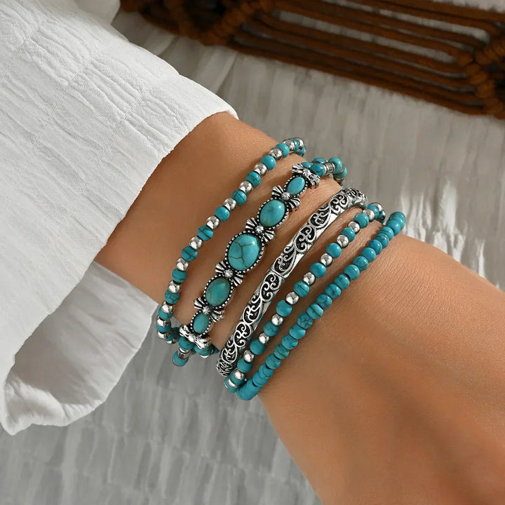 Sahara™ – Set de Pulseras Boho Turquesa