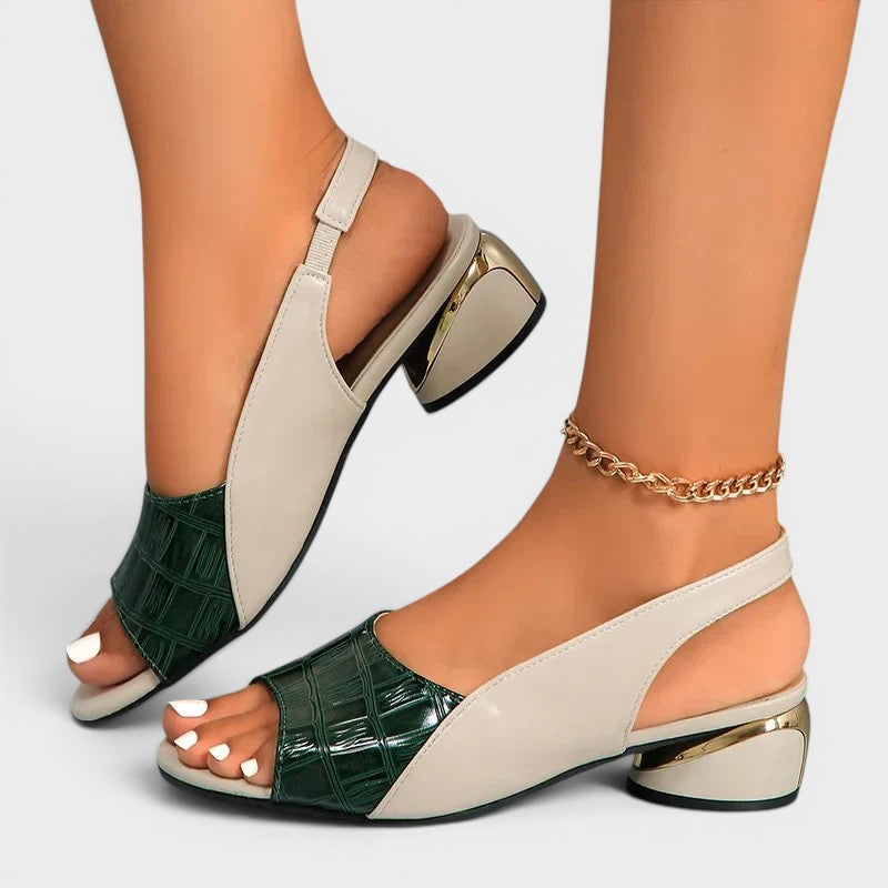 Sandalia de tacón bajo con diseño peep-toe para mujer