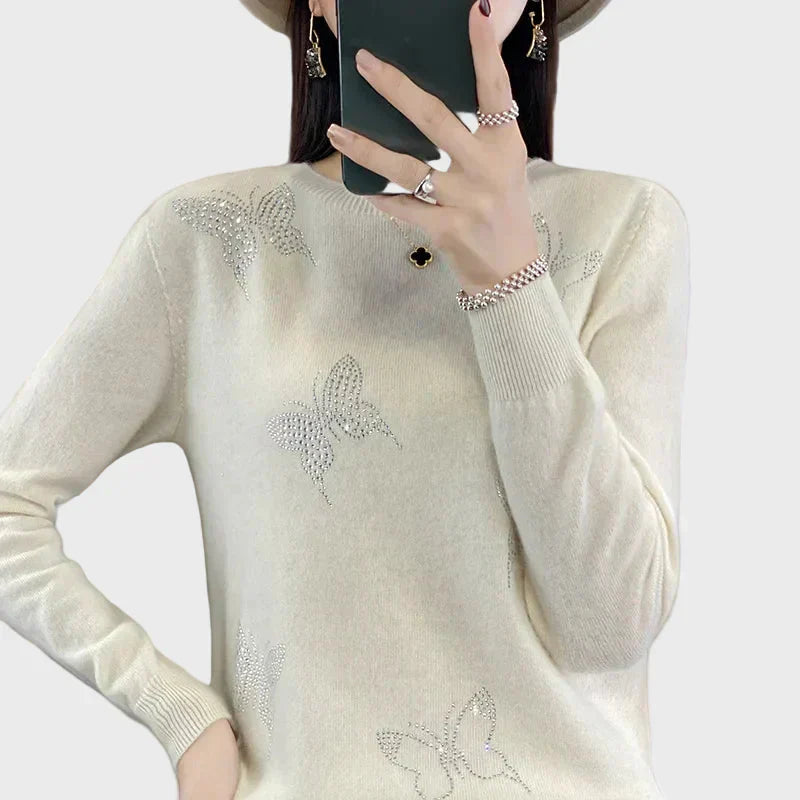 Tuula - Butterfly Pattern Knitted Turtleneck Sweater