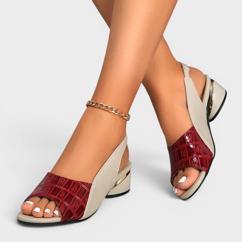 Sandalia de tacón bajo con diseño peep-toe para mujer
