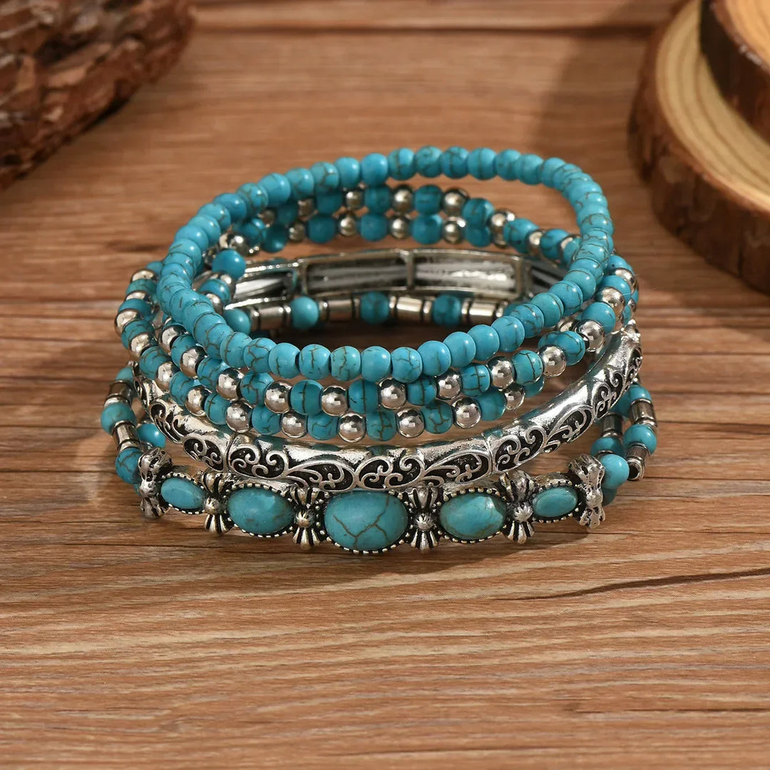 Sahara™ – Set de Pulseras Boho Turquesa
