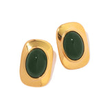 Pendientes Ovalados Vintage de Ópalo Verde