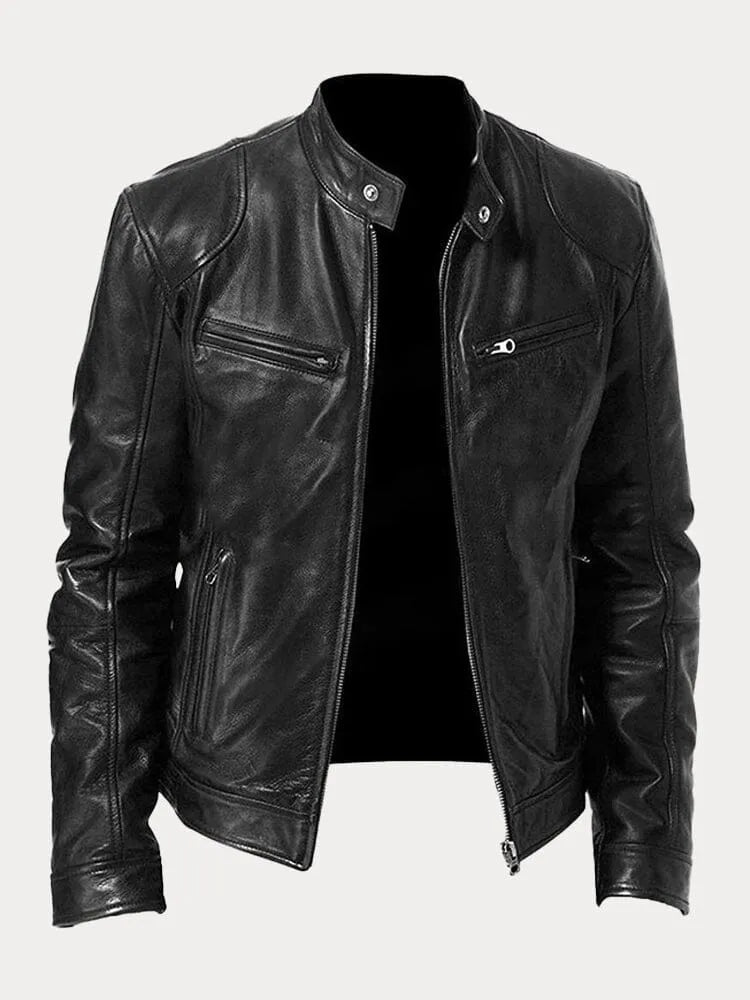 Chaqueta de Cuero Rasmus Signature con Silueta Masculina Atemporal