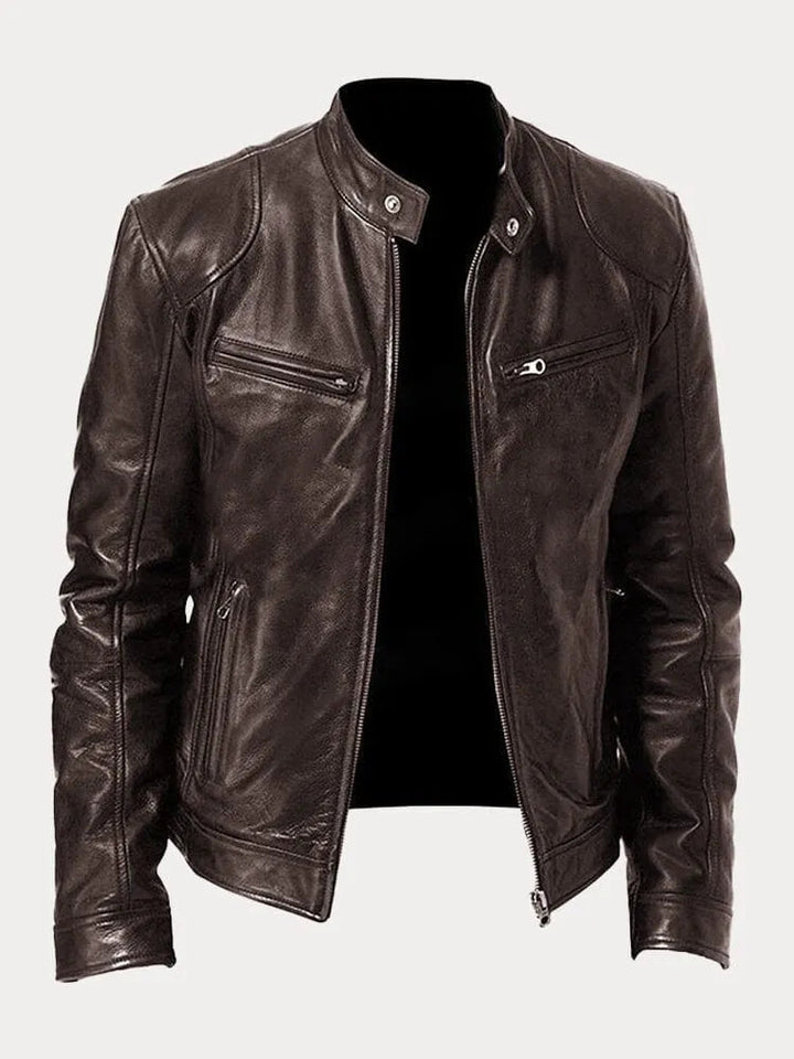 Chaqueta de Cuero Rasmus Signature con Silueta Masculina Atemporal