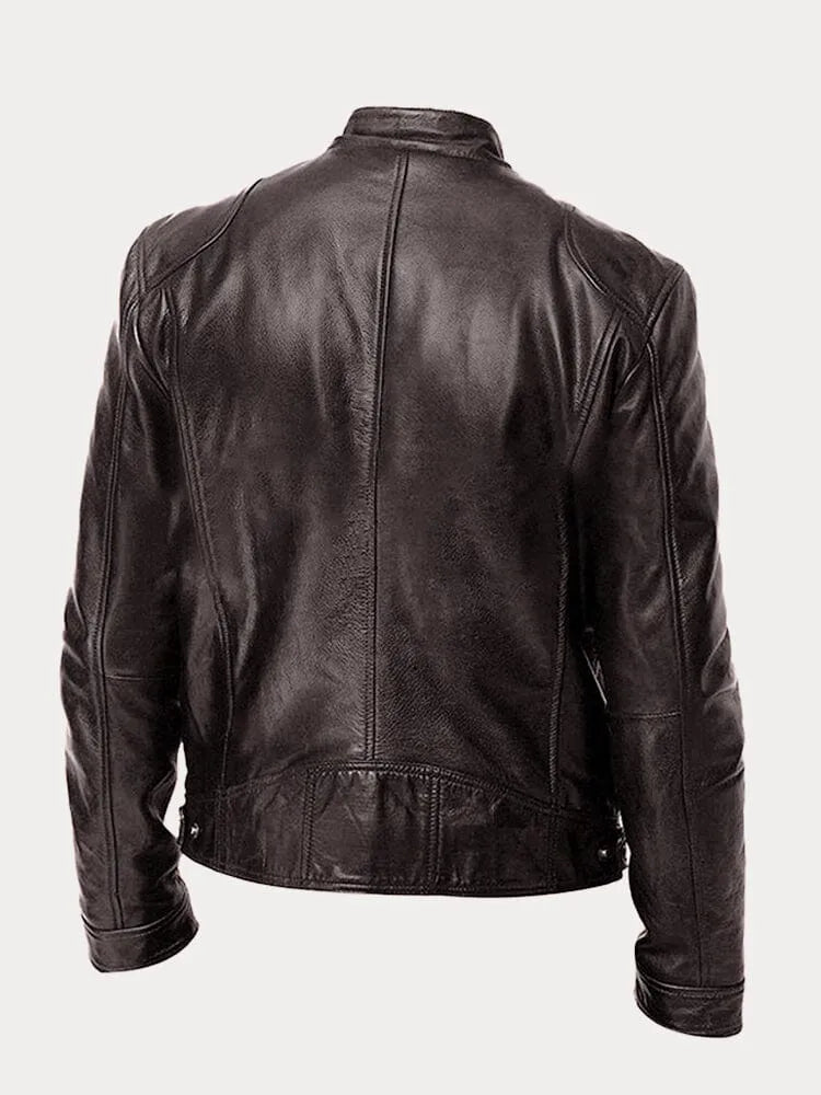 Chaqueta de Cuero Rasmus Signature con Silueta Masculina Atemporal
