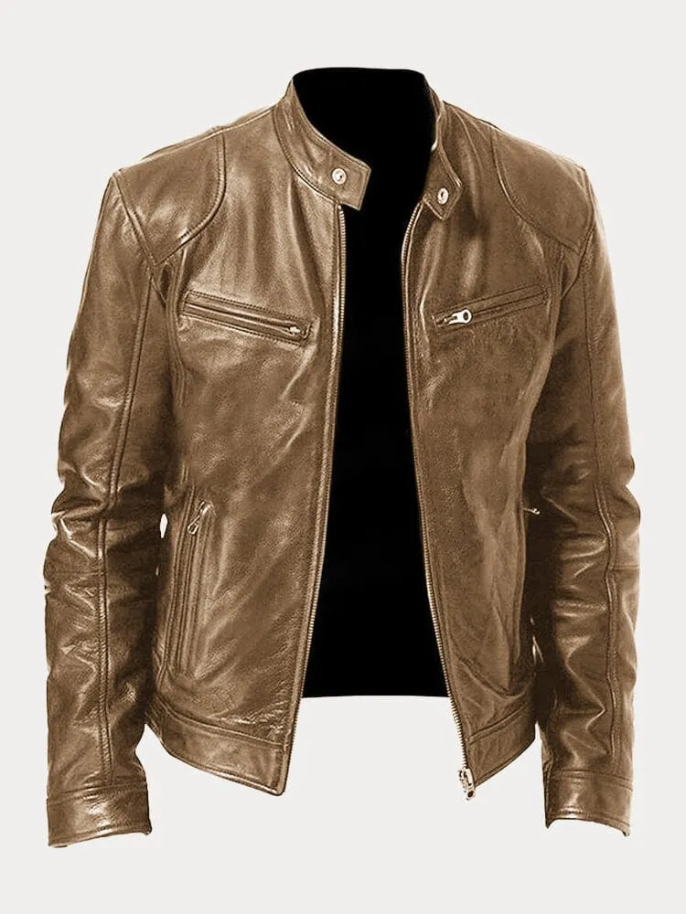 Chaqueta de Cuero Rasmus Signature con Silueta Masculina Atemporal