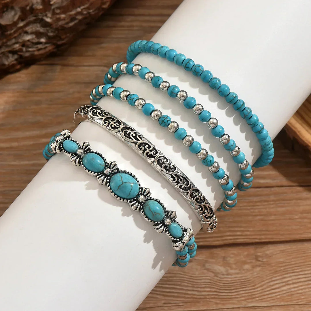 Sahara™ – Set de Pulseras Boho Turquesa