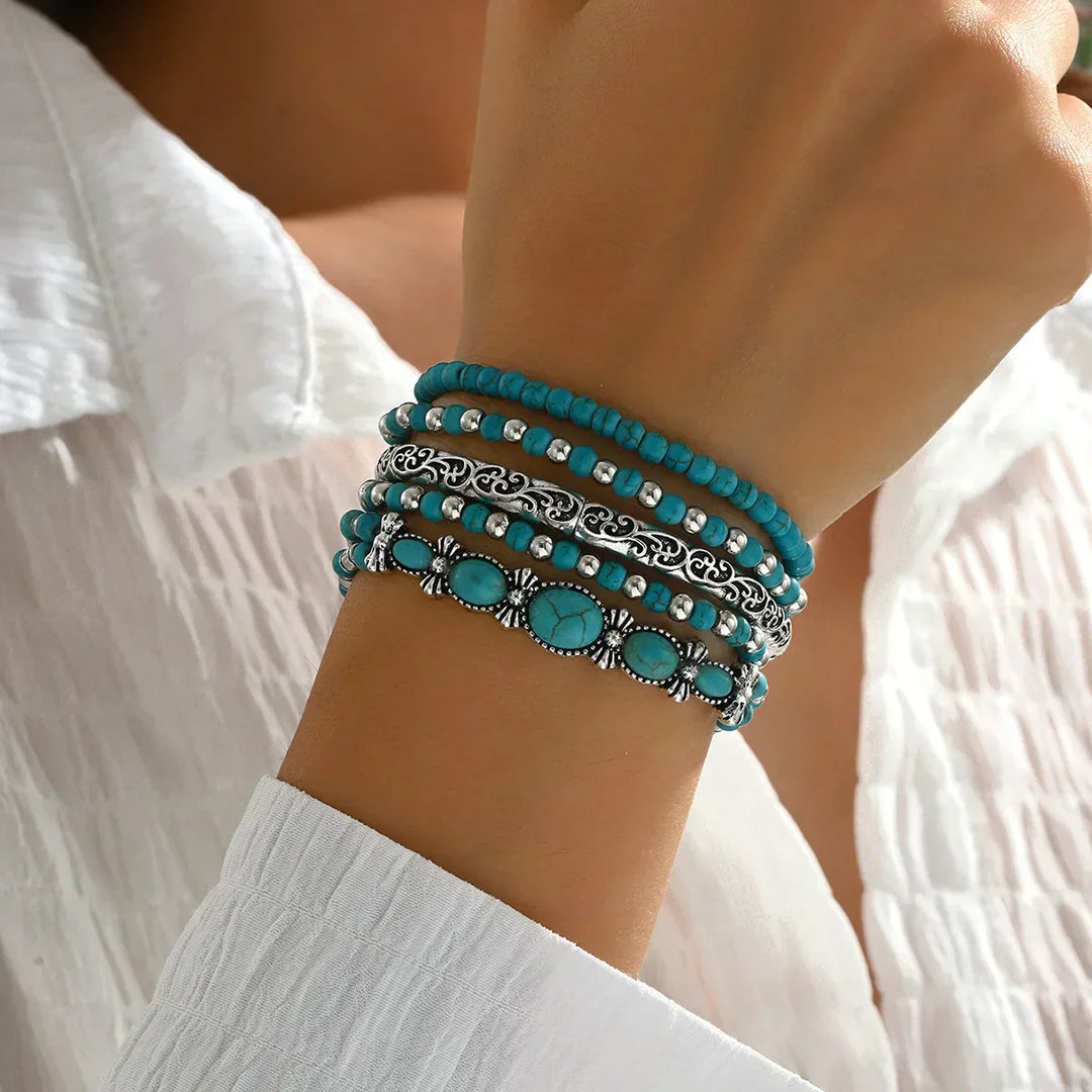 Sahara™ – Set de Pulseras Boho Turquesa