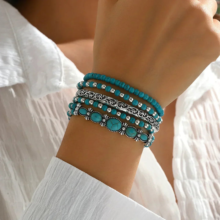 Sahara™ – Set de Pulseras Boho Turquesa