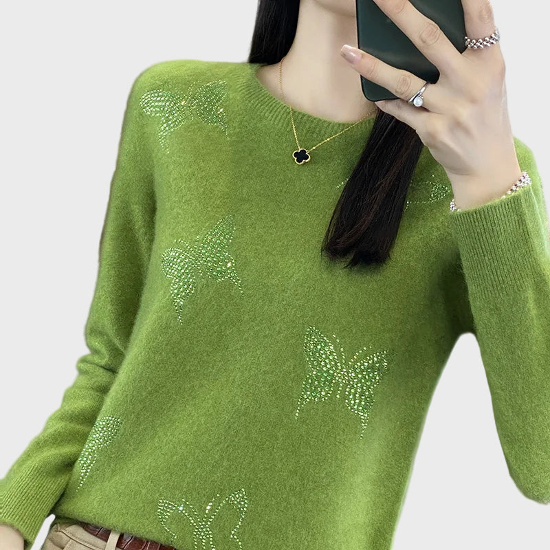 Tuula - Butterfly Pattern Knitted Turtleneck Sweater