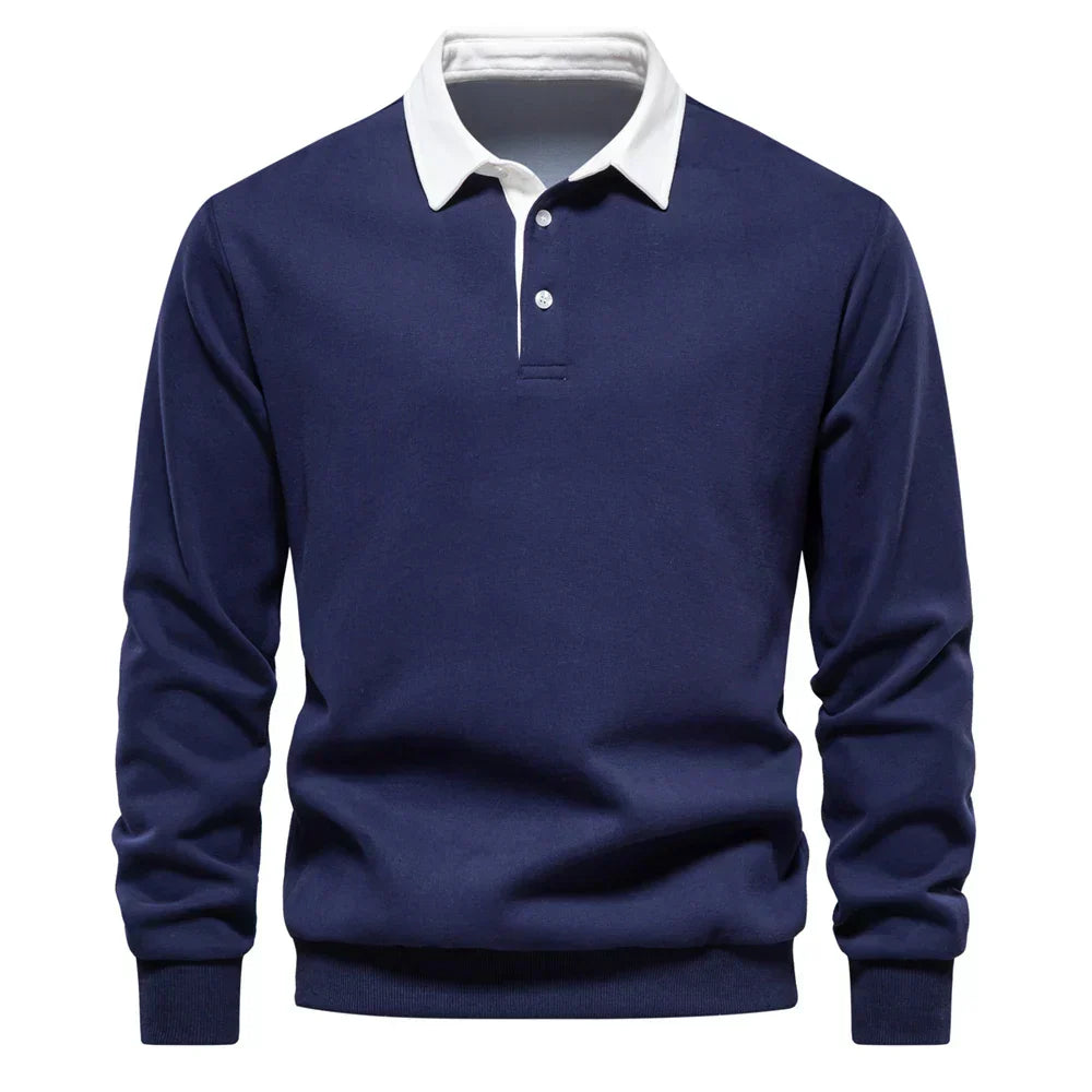 Suéter Polo Peeter Signature con Contraste Clásico