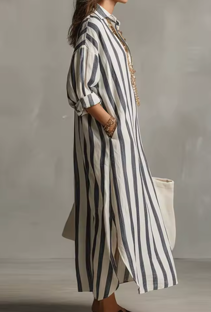 SUMMERBREEZE™ Triibuline Naiste Maxi Kleit