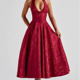 Vestido Midi Elegante con Corsé y Espalda Abierta