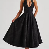 Vestido Midi Elegante con Corsé y Espalda Abierta