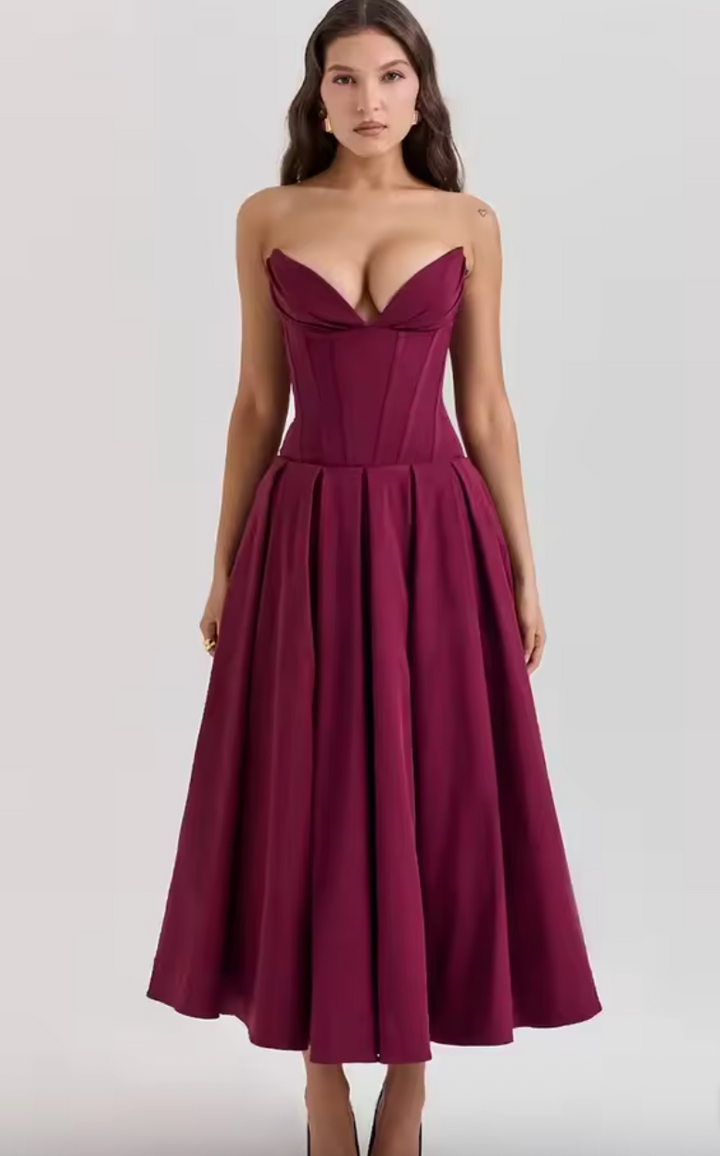 Vestido Largo Estampado Elegante de Cintura Alta
