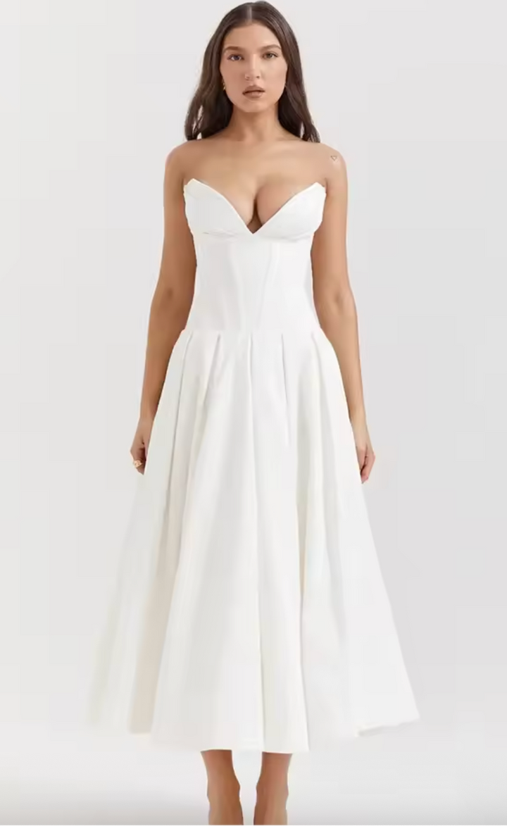 Vestido Largo Estampado Elegante de Cintura Alta