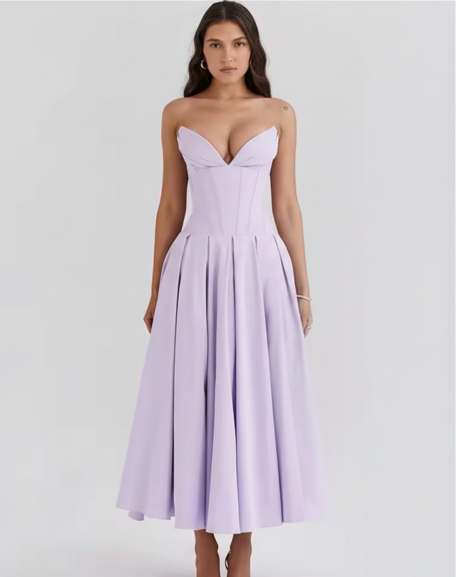 Vestido Largo Estampado Elegante de Cintura Alta