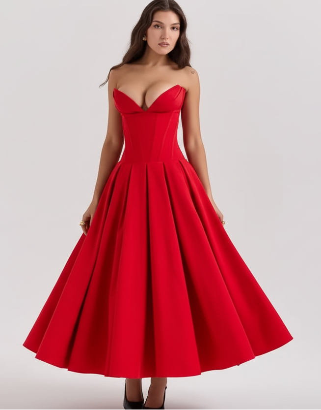 Vestido Largo Estampado Elegante de Cintura Alta