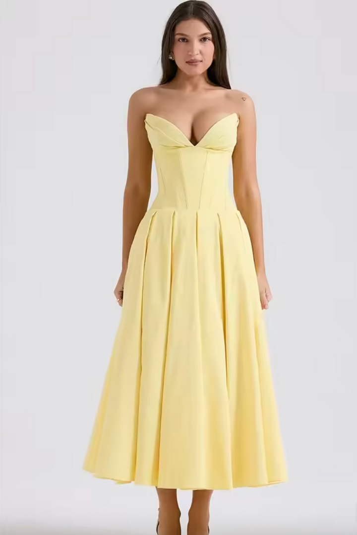 Vestido Largo Estampado Elegante de Cintura Alta