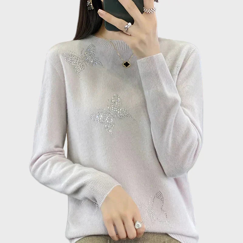 Tuula - Butterfly Pattern Knitted Turtleneck Sweater