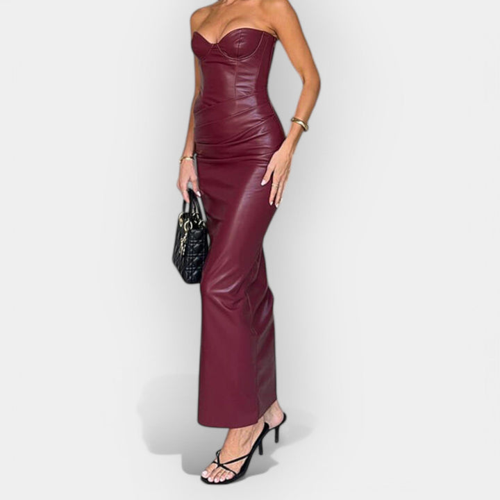 Vestido Midi de Efecto Piel Elegante y Moderno