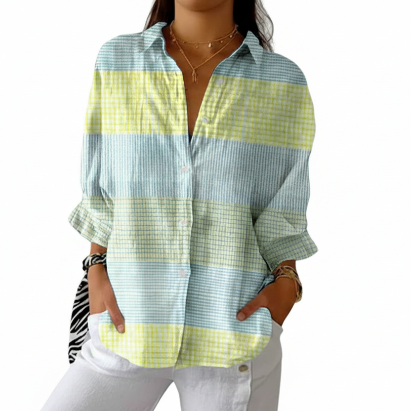 Celia | Blusa de Cuadrícula Pastel