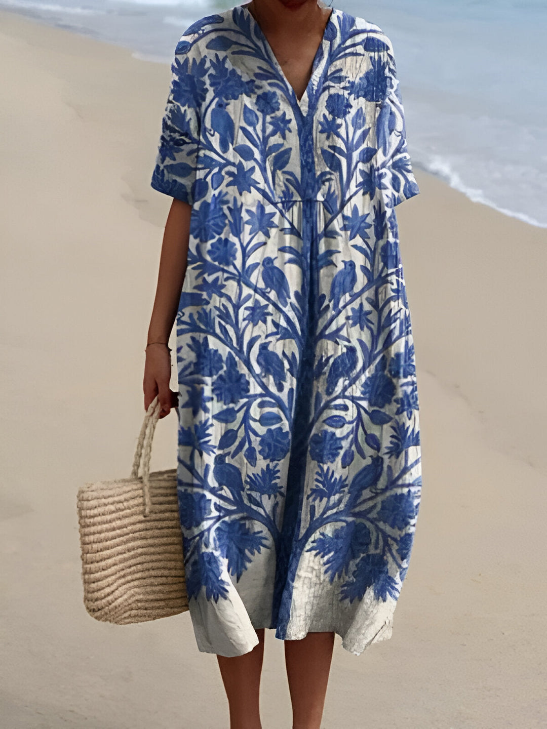 Vestido Vintage Floral Flowy Casual para Mujeres
