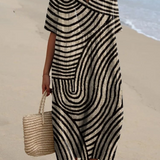 Vestido Suelto con Diseño de Líneas Geométricas Hechas a Mano para Mujeres