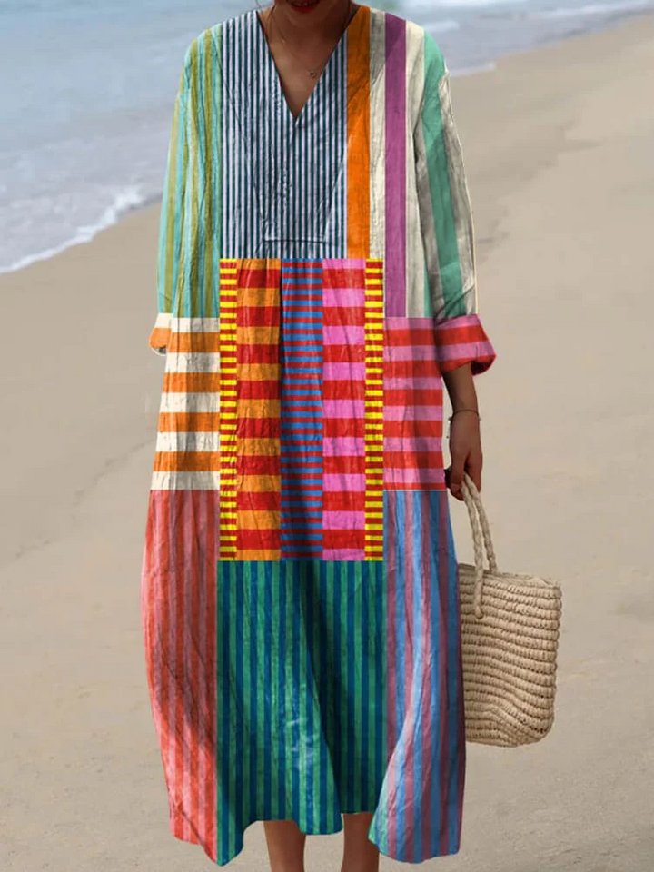 Vestido Retro de Estampado Geométrico para Mujeres