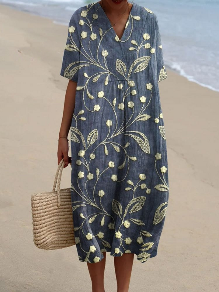 Vestido Vintage Floral Flowy Casual para Mujeres