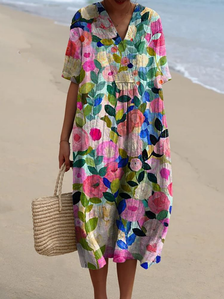 Margaret - Vestido Lliviano con Estampado Floral Brillante