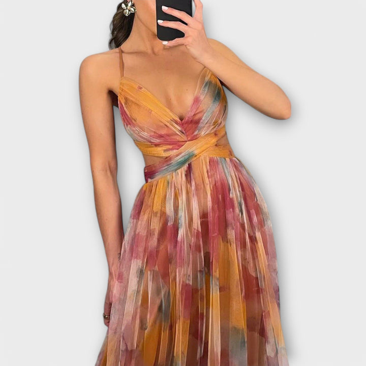 Vestido Maxi Ligero con Tirantes Finos y Caída Fluida