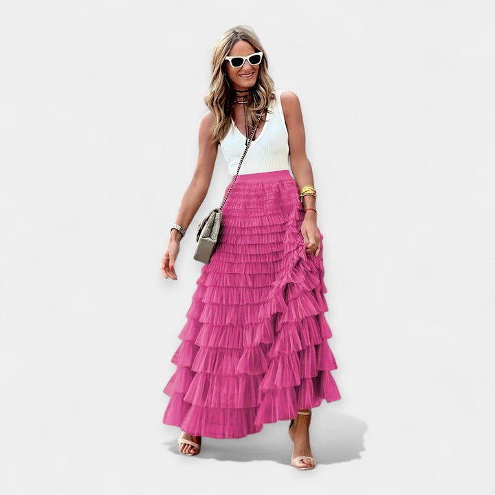 Falda boho con borde de red