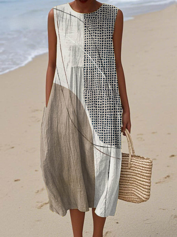 Rosenda - Vestido de Verano con Diseño Geométrico Abstracto