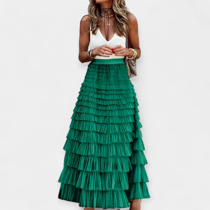 Falda boho con borde de red