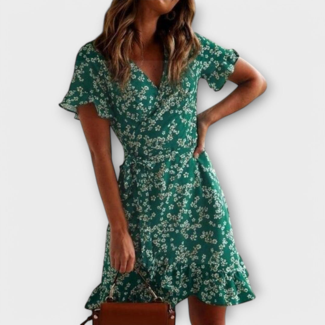 Dalila - Lühike boho-kleit rohelises
