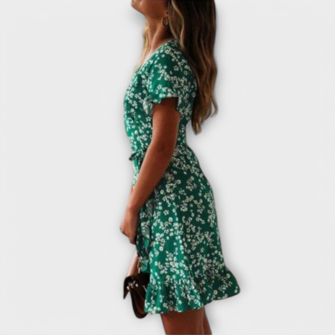 Dalila - Lühike boho-kleit rohelises