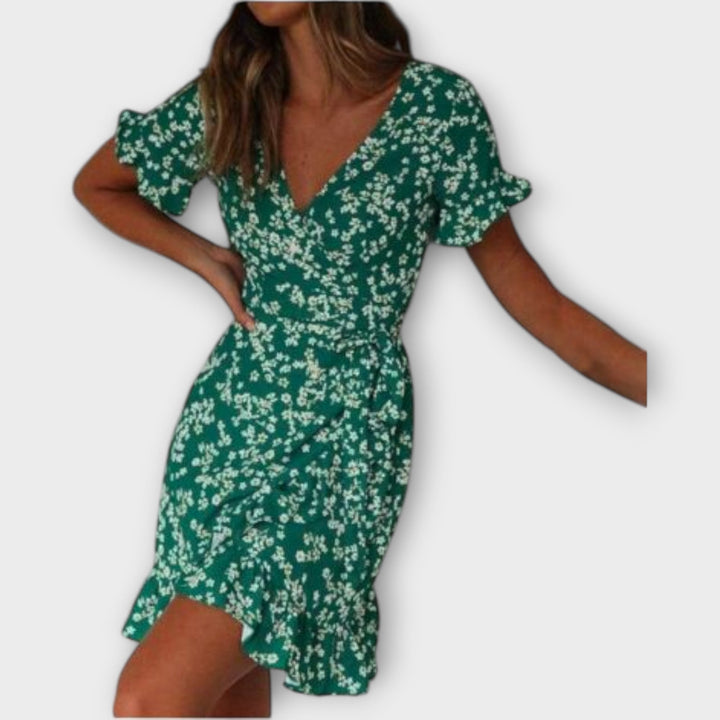 Dalila - Lühike boho-kleit rohelises
