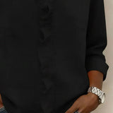 Vera | Blusa con Volantes, Escote en V y Mangas Largas