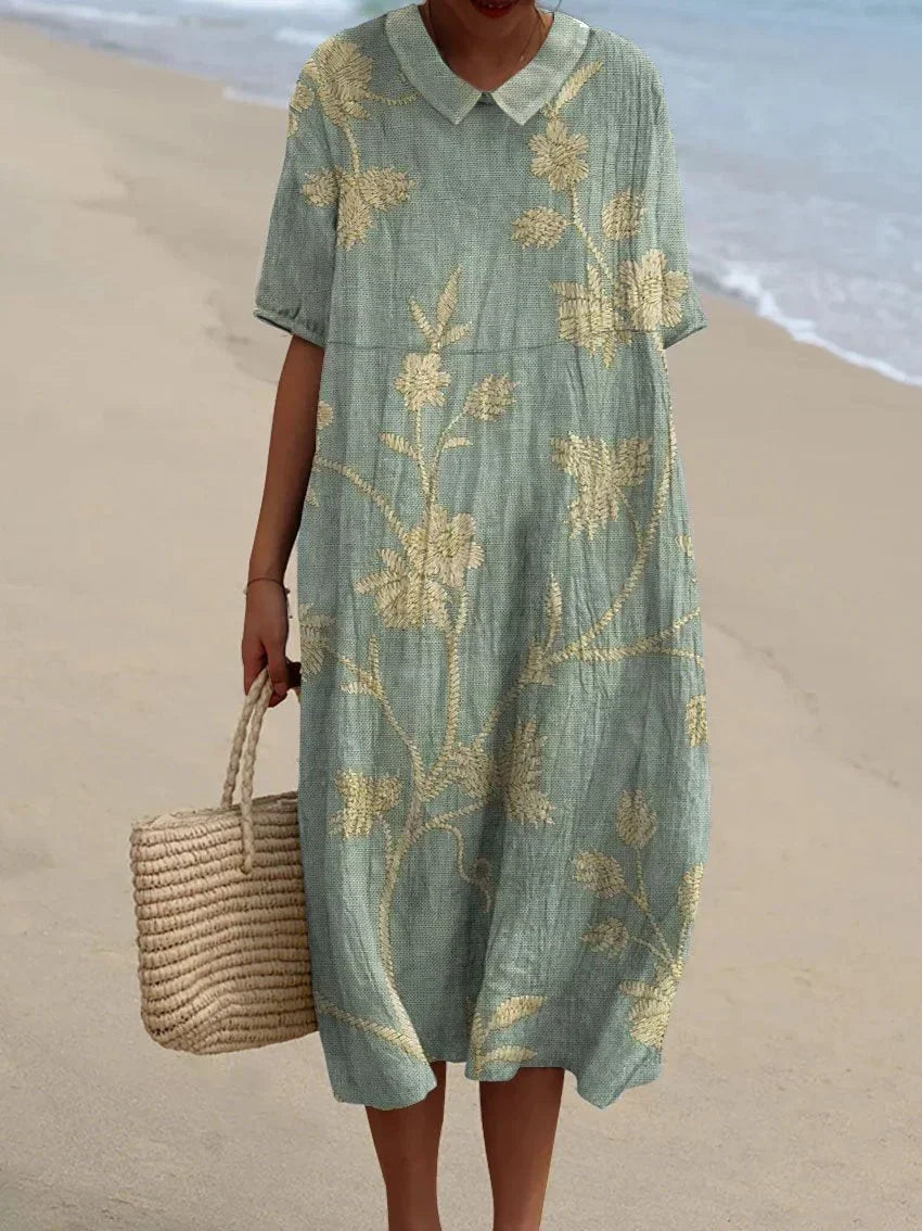 Vestido Vintage Floral Flowy Casual para Mujeres