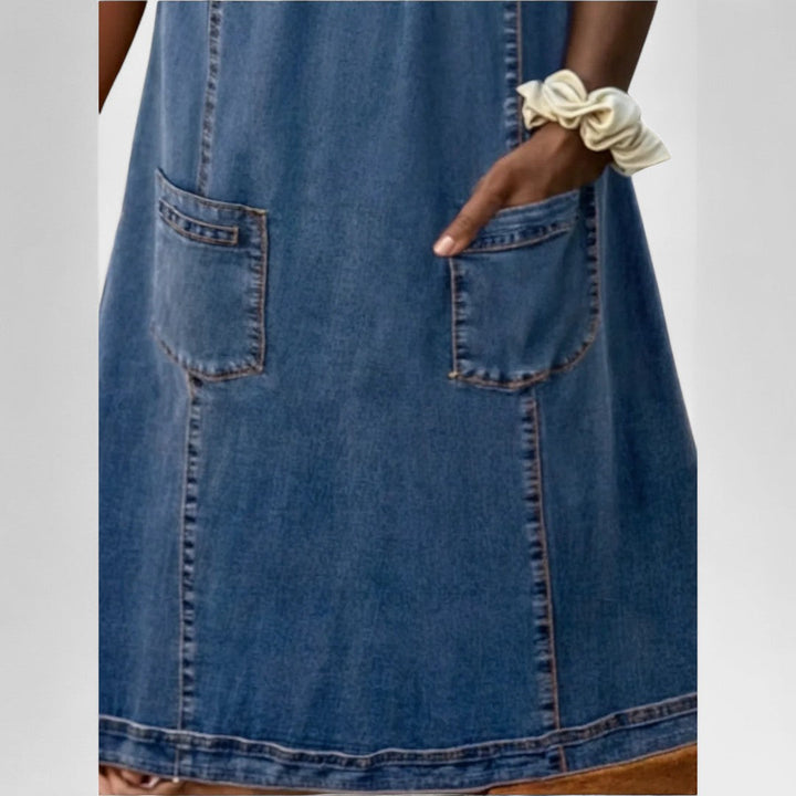 Vestido Julia™ Denim Fluido de Diario
