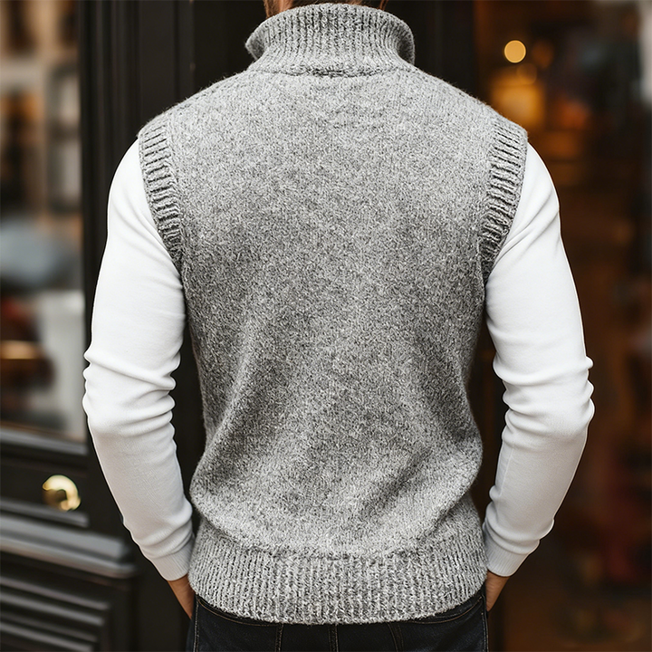 Chaleco de Punto Abotonado de Una Sola Botonadura para Hombre, Estilo Retro Casual