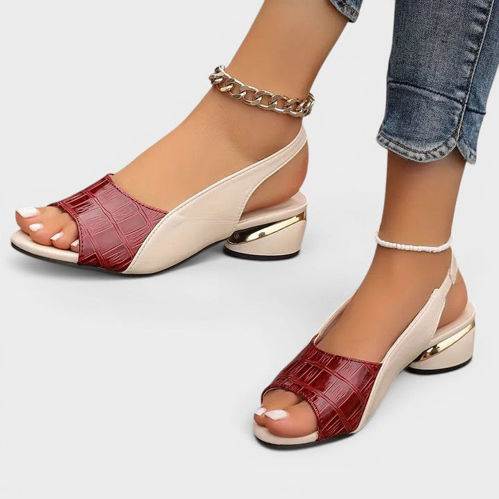 Sandalia de tacón bajo con diseño peep-toe para mujer