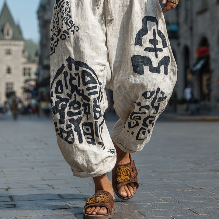 Men's Loose-Fit Bohemian Print Trousers - Style MTA0412G6X
