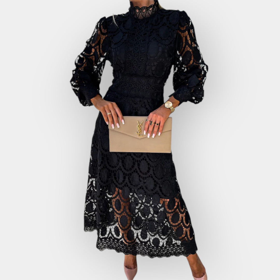 Vestido Romántico de Encaje con Mangas Abullonadas