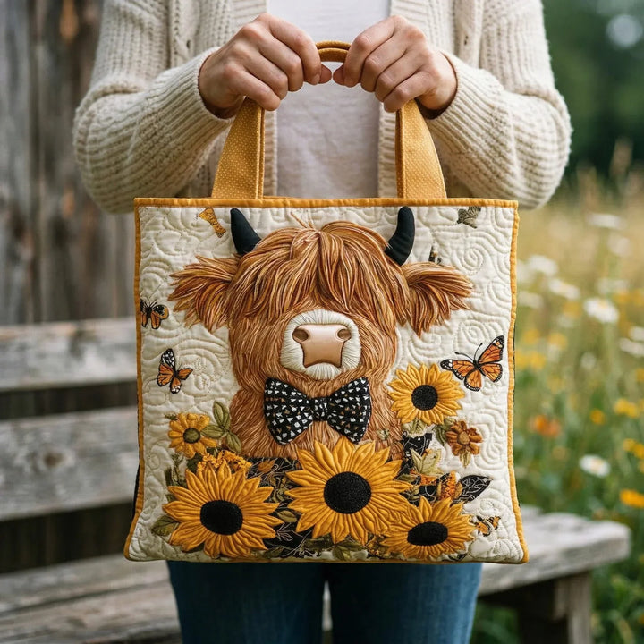 Bolsa Acolchada - Vaca de las Tierras Altas con Girasoles