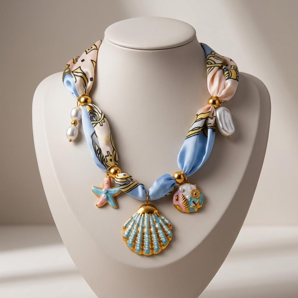 Marbella™ – Collar Mediterráneo de Seda y Conchas