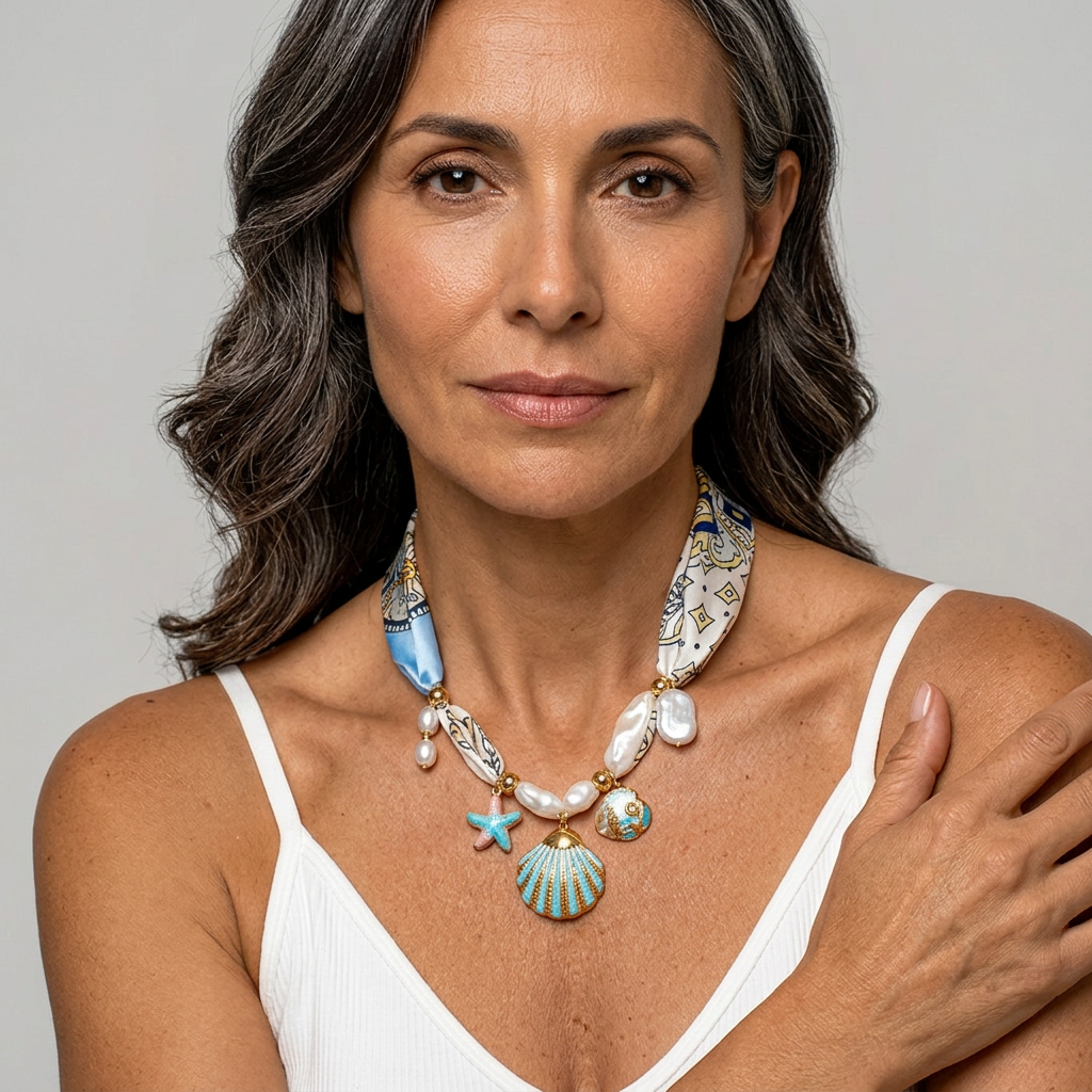Marbella™ – Collar Mediterráneo de Seda y Conchas