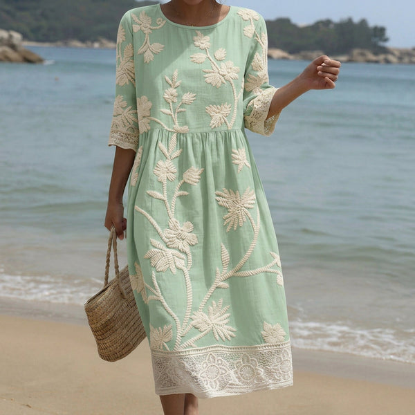 Gabi - Vestido Midi con Estampado de Plantas y Flores