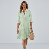 Liora™ Vestido Camisero Rayas Verano